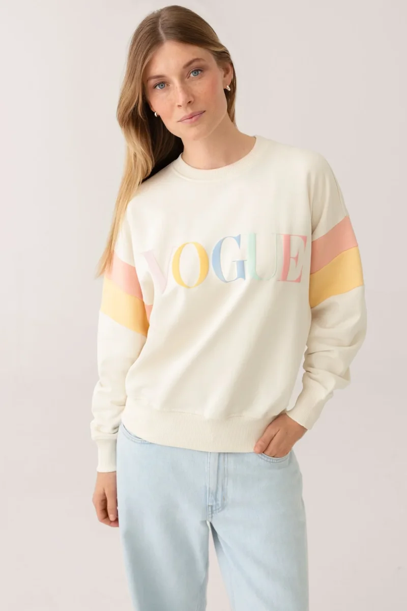 VOGUE Sweatshirt Ivory Embroidered Colorful Logo - immagine 4