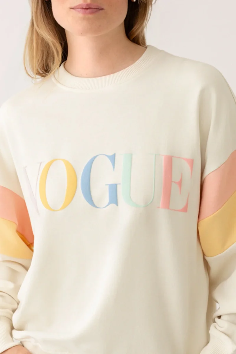 VOGUE Sweatshirt Ivory Embroidered Colorful Logo - immagine 5