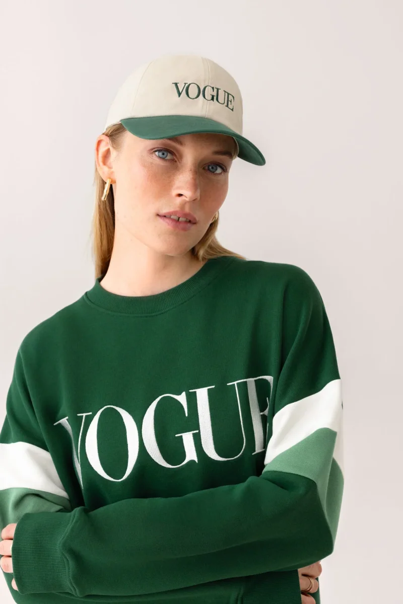 VOGUE Cap Ecru Embroidered Green Logo - immagine 3