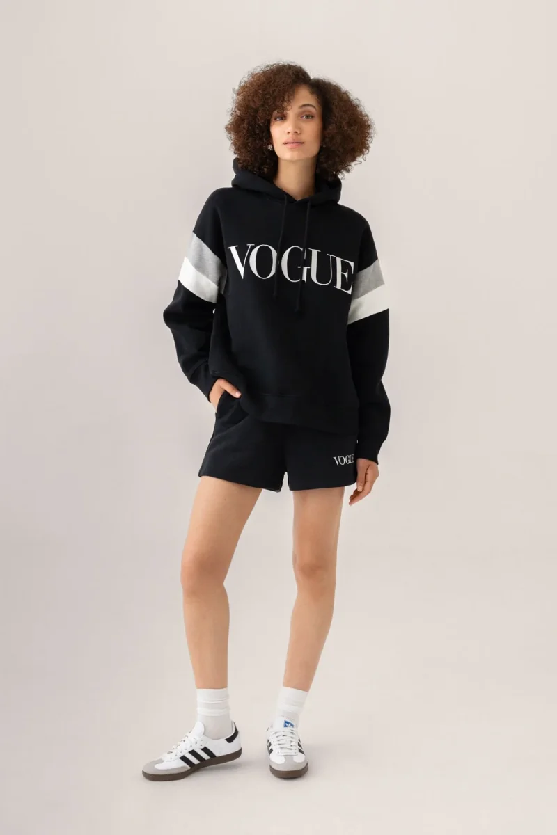 VOGUE Hoodie Black Contrast Details - immagine 6