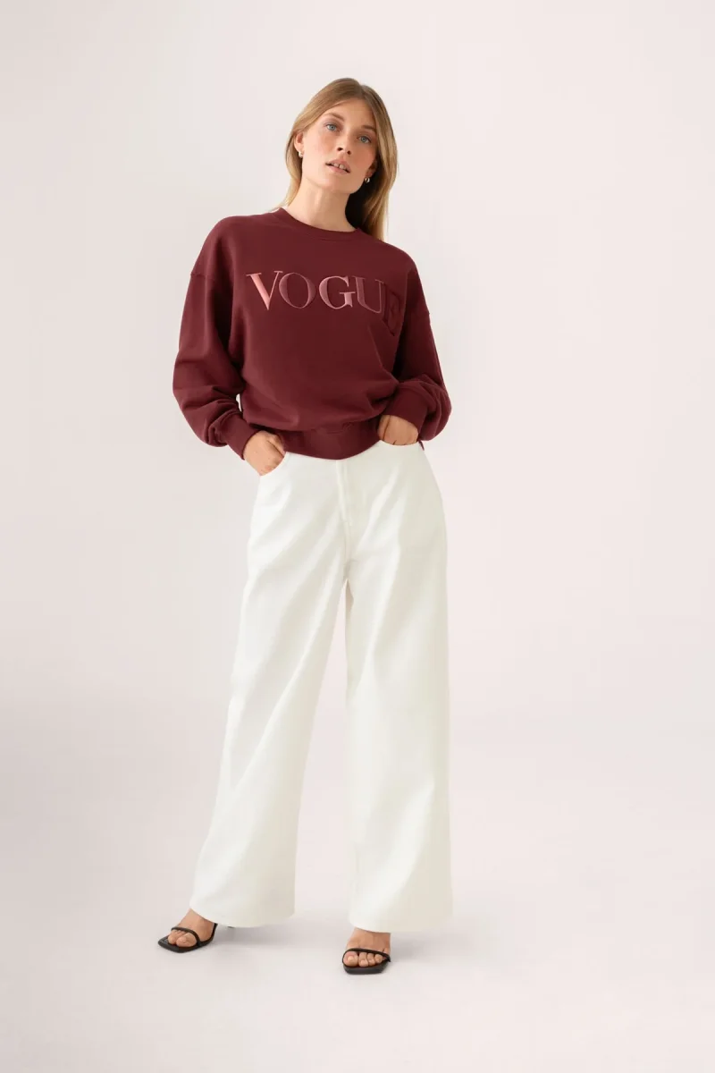 VOGUE Sweatshirt Bordeaux Embroidered Colorful Logo - immagine 6