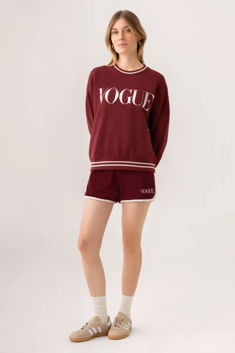 VOGUE Terry Shorts Bordeaux Embroidered Logo - immagine 5