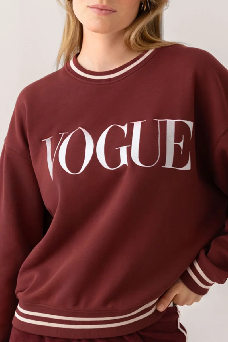VOGUE Sweatshirt Bordeaux Embroidered Cream Logo - immagine 5