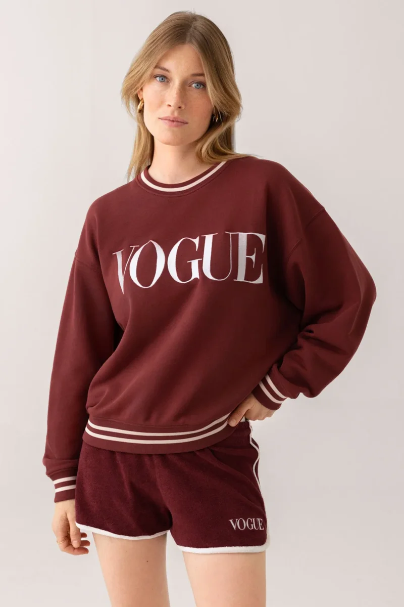 VOGUE Terry Shorts Bordeaux Embroidered Logo - immagine 4