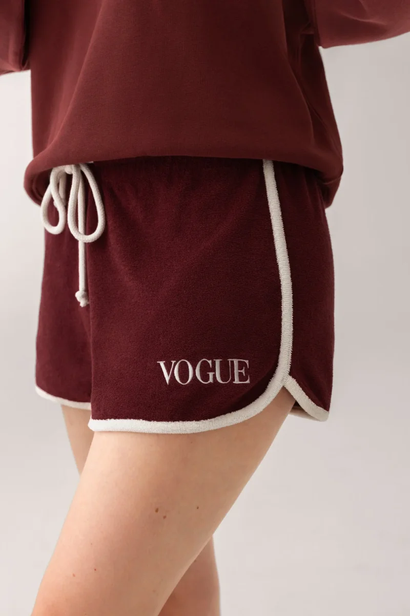 VOGUE Terry Shorts Bordeaux Embroidered Logo - immagine 3