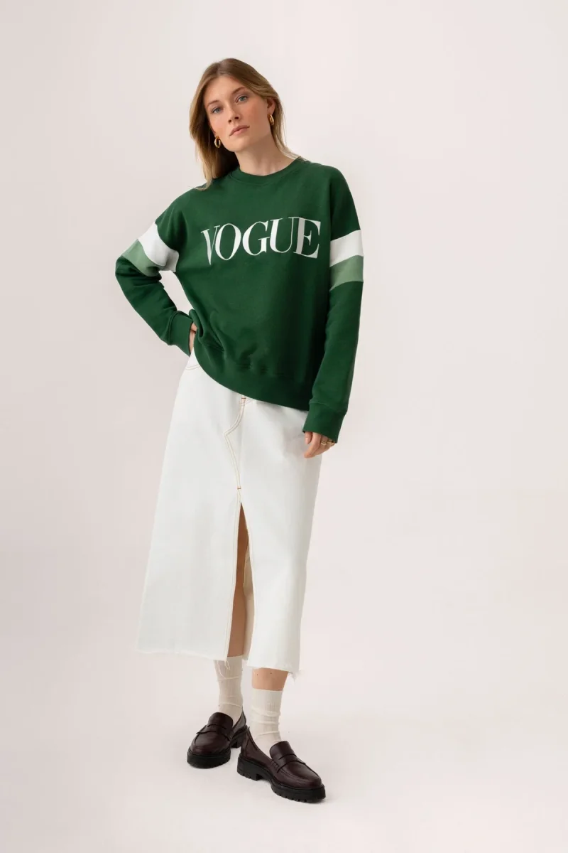 VOGUE Sweatshirt Green Contrasting Details - immagine 6