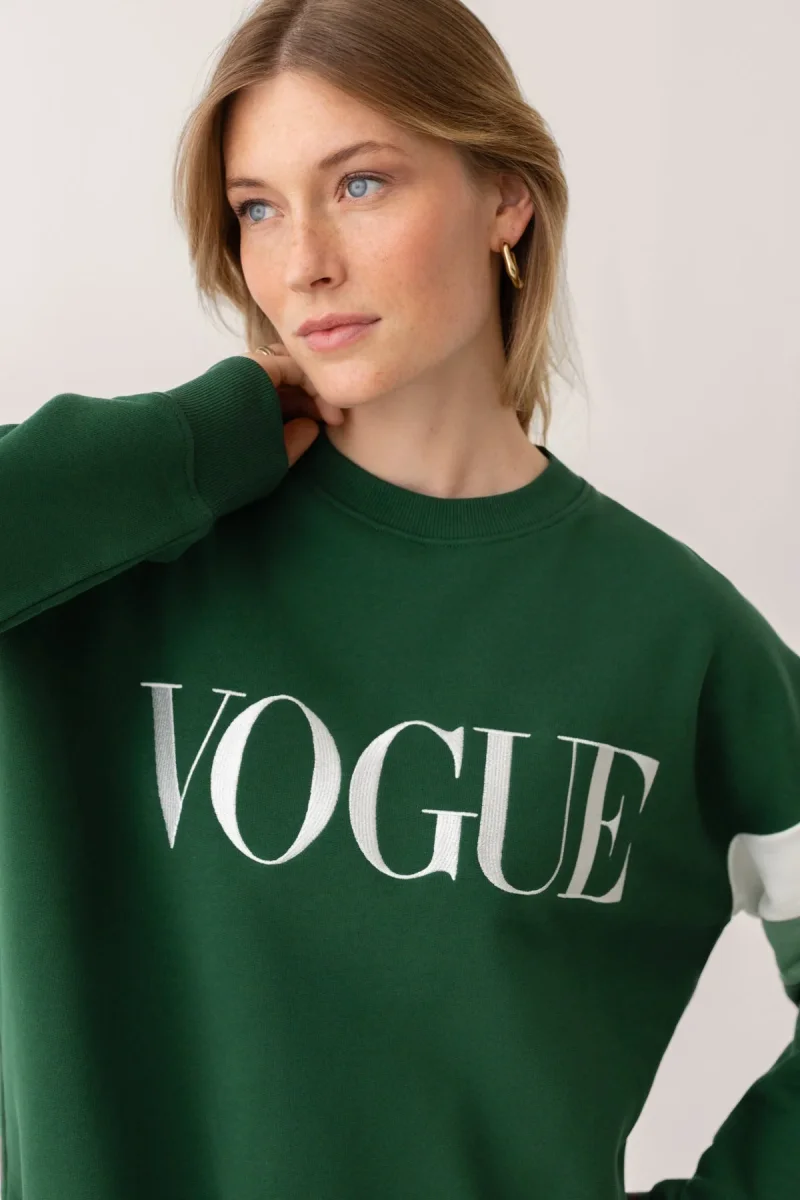 VOGUE Sweatshirt Green Contrasting Details - immagine 3