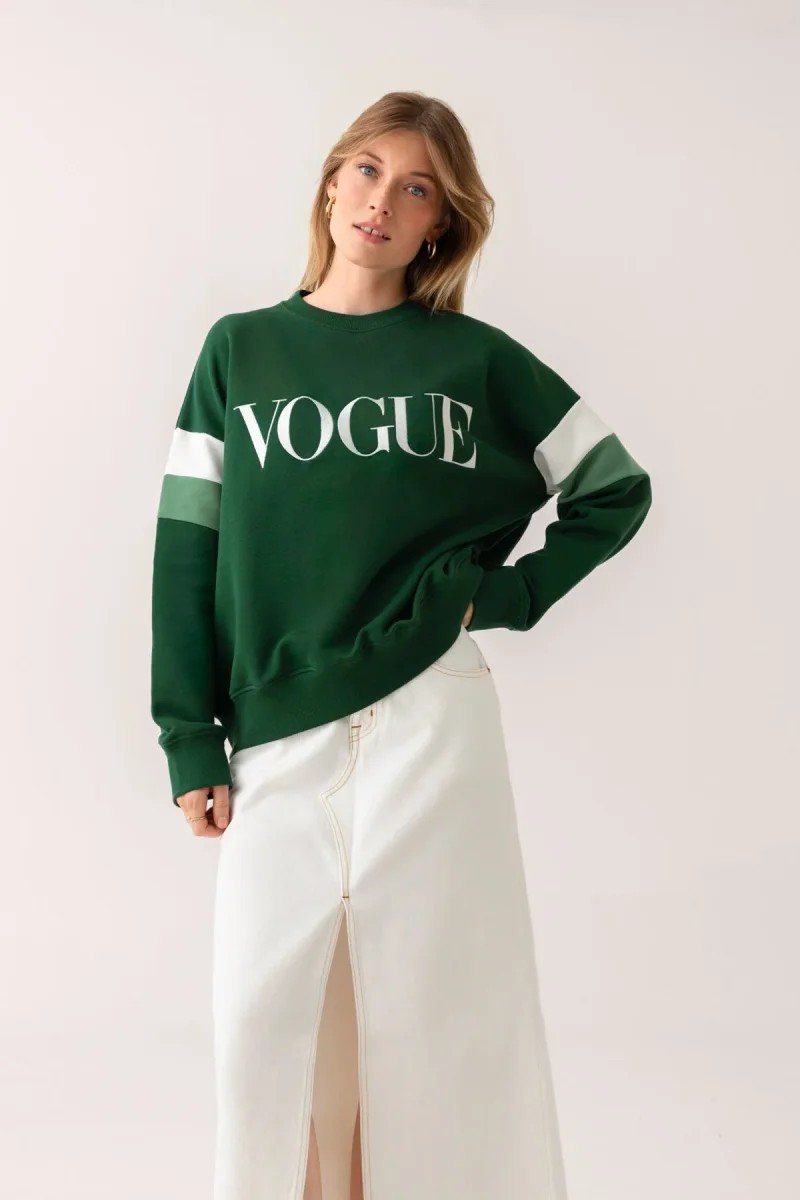 VOGUE Sweatshirt Green Contrasting Details - immagine 4