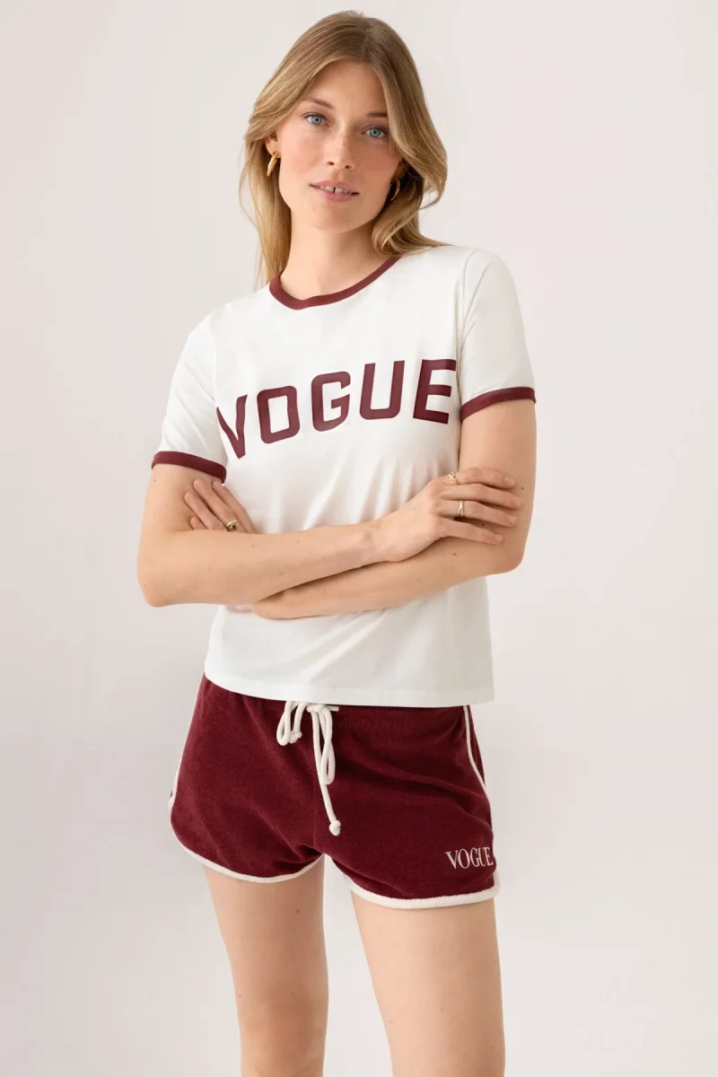 VOGUE T-Shirt White College Bordeaux Logo - immagine 4