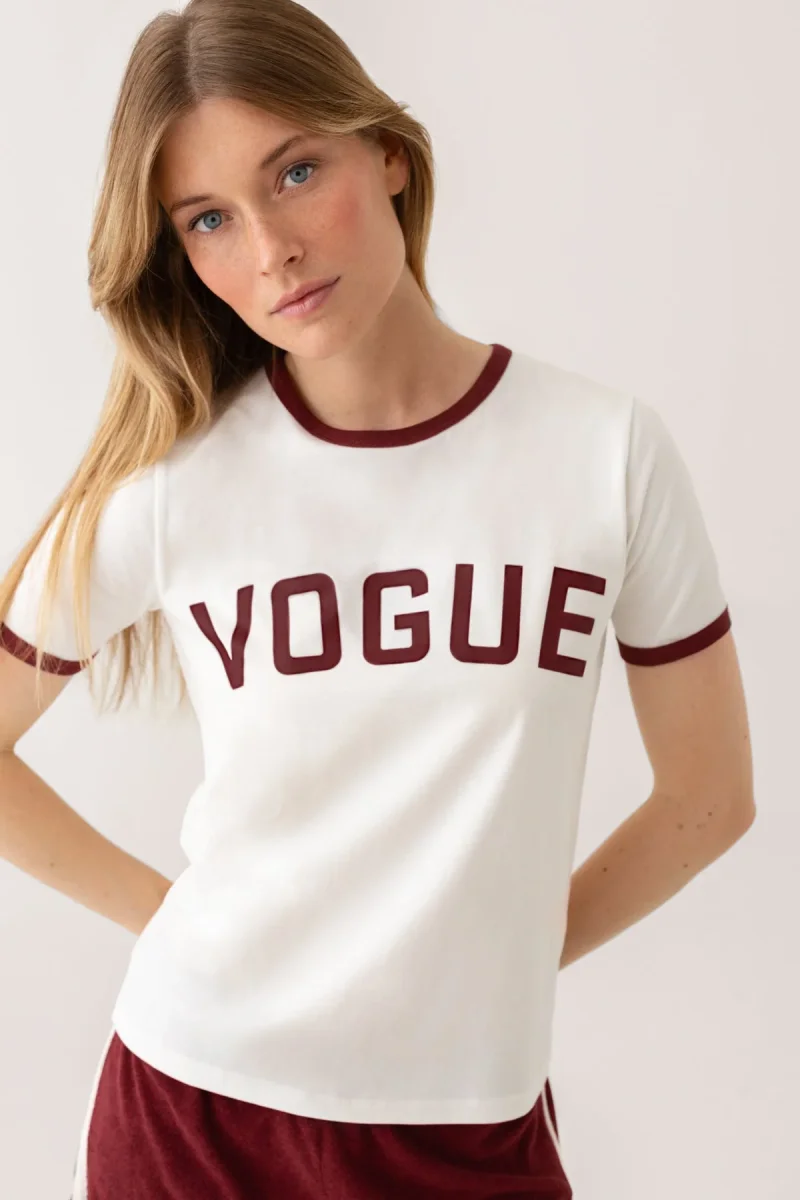 VOGUE T-Shirt White College Bordeaux Logo - immagine 3