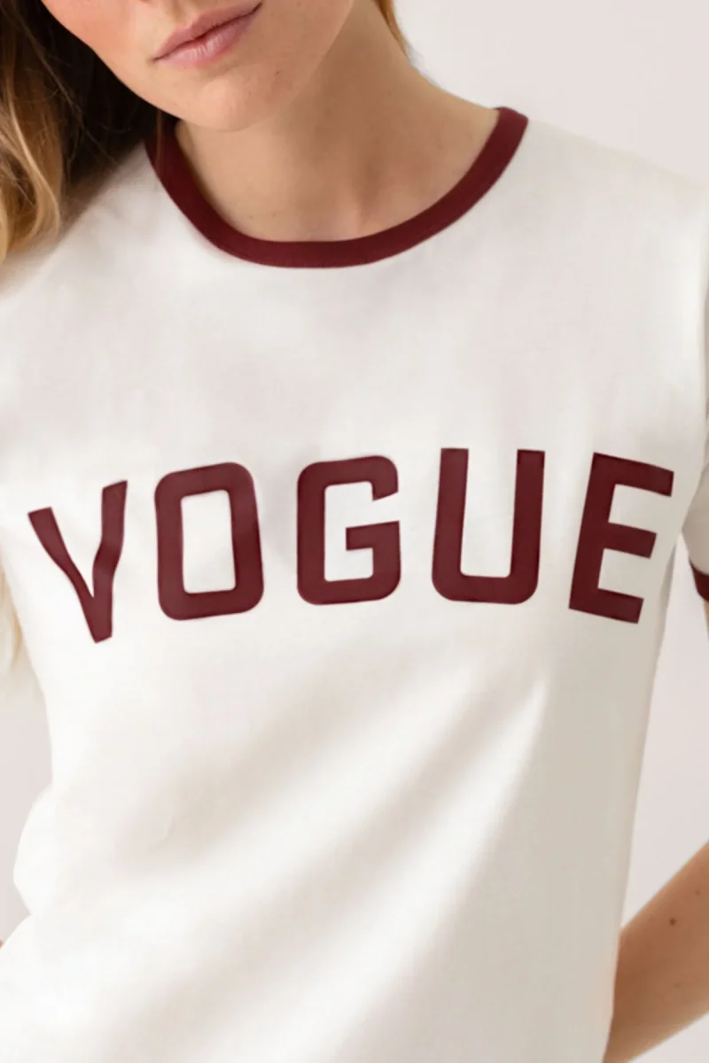 VOGUE T-Shirt White College Bordeaux Logo - immagine 5
