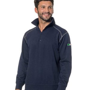 Felpa corta con rinforzi blu