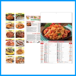 Calendario da parete classico per attivitร gastronomiche 28,8x47cm personalizzabile (50-100 pezzi o preventivo)