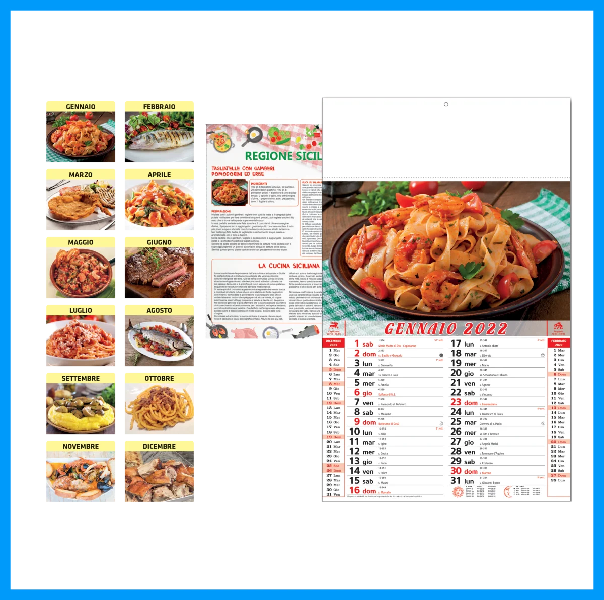 Calendario da parete classico per attività gastronomiche 28,8x47cm personalizzabile (50-100 pezzi o preventivo)
