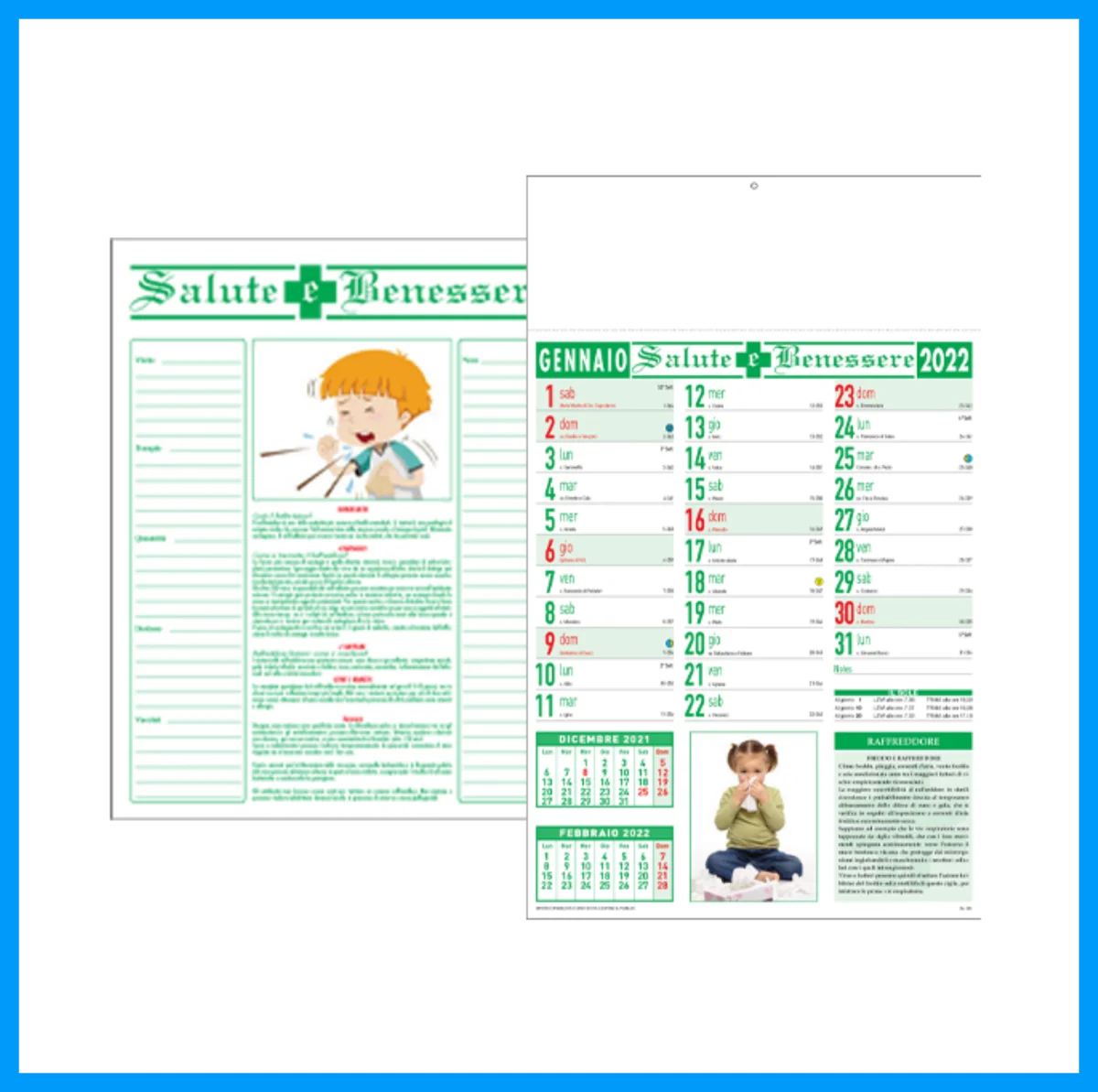 Calendario da parete classico 28,8x47cm personalizzabile tema “Salute” (50-100 pezzi o preventivo)