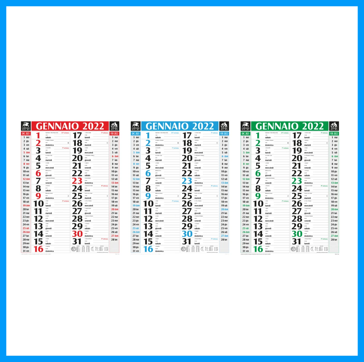Calendario da parete classico 28,8x47cm personalizzabile (50-100 pezzi o preventivo)