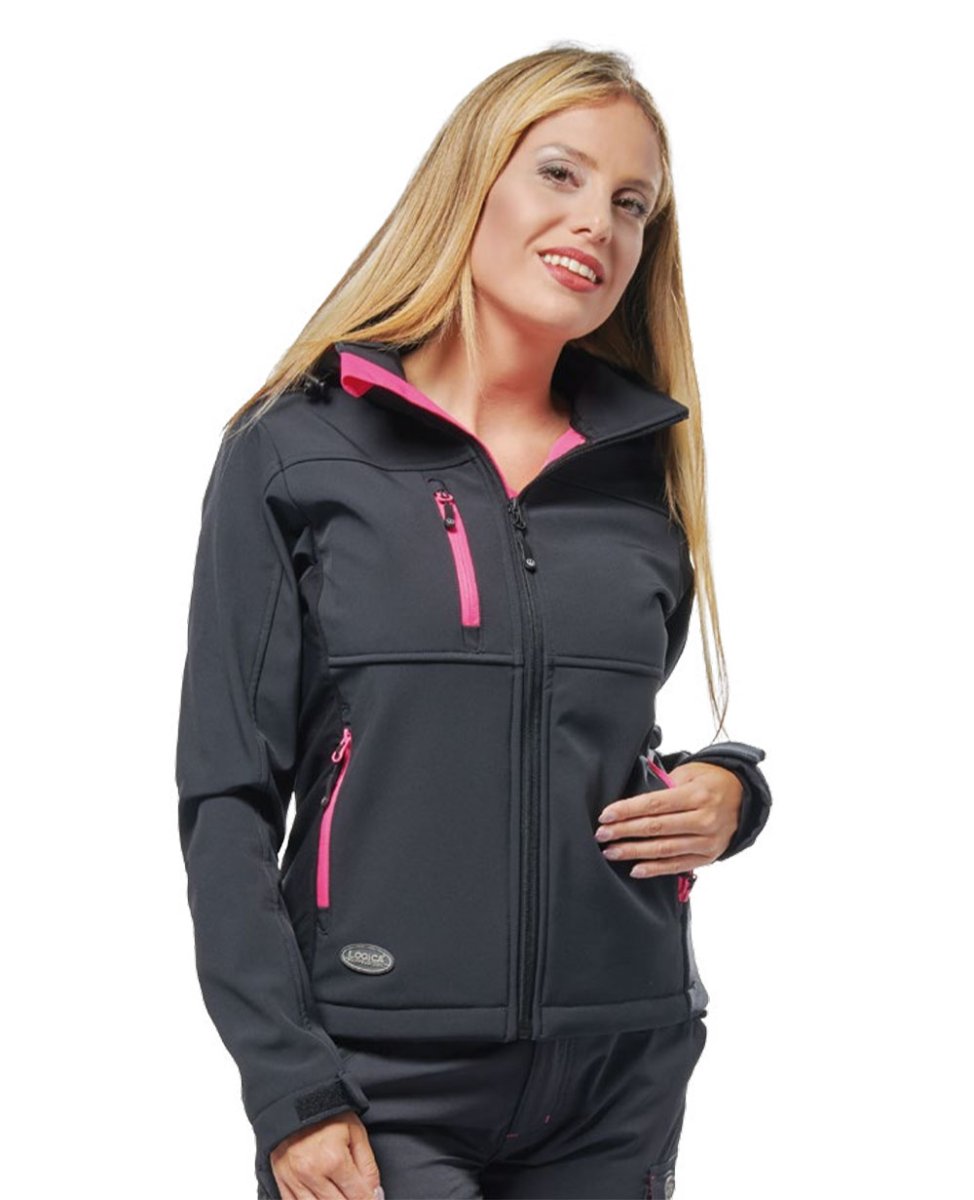 Giacca soft-shell donna grigio / fucsia - immagine 2