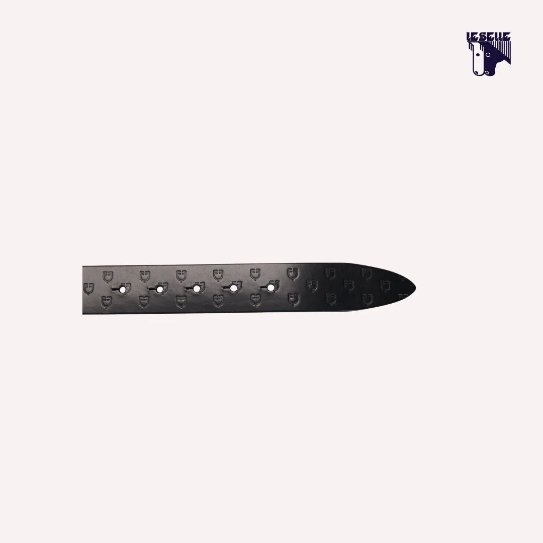 CINTURA EQUESTRO IN PELLE NERA E ACCIAIO - immagine 4