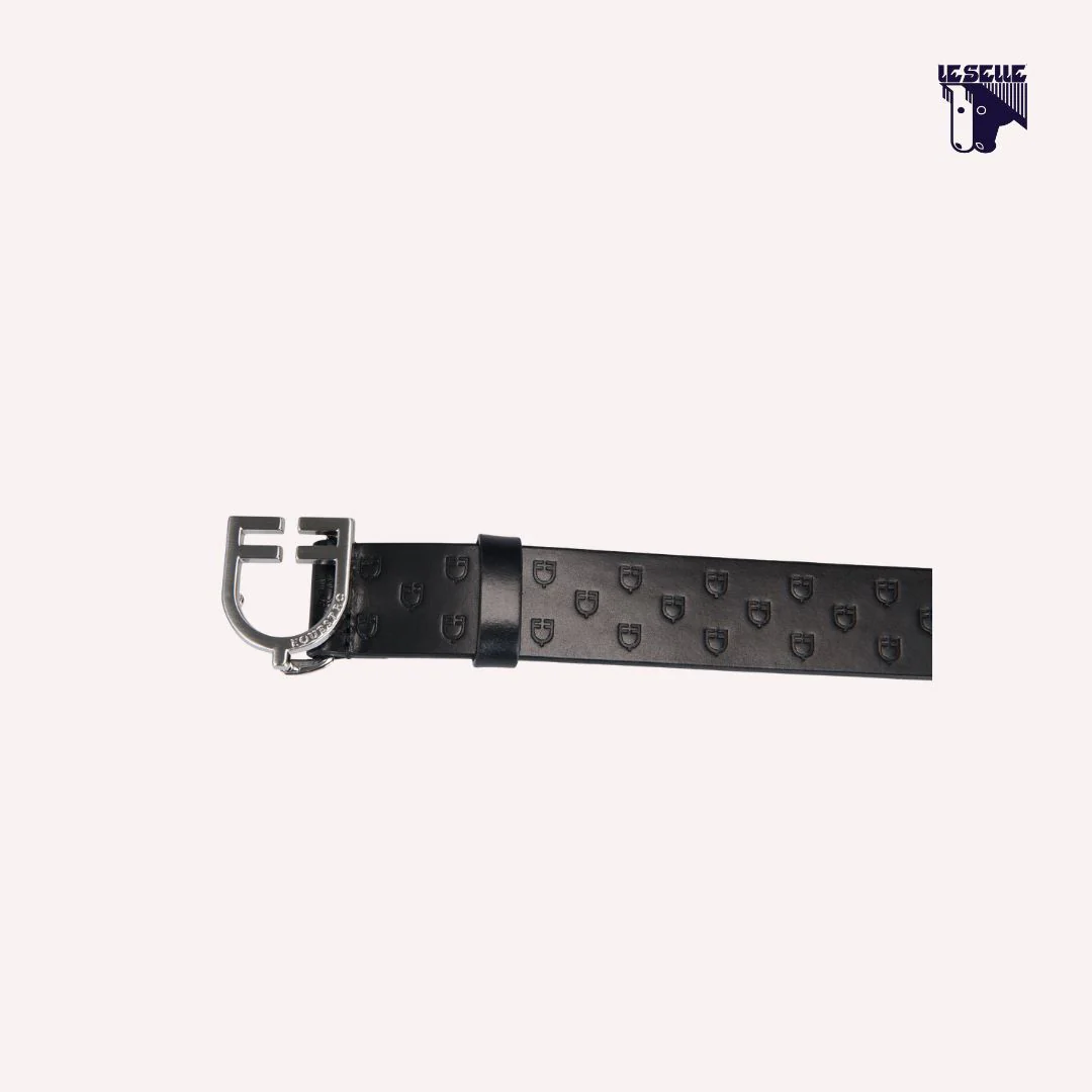 CINTURA EQUESTRO IN PELLE NERA E ACCIAIO - immagine 3