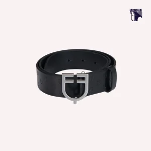 CINTURA EQUESTRO IN PELLE NERA E ACCIAIO