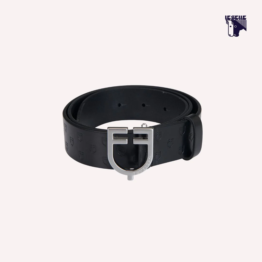 CINTURA EQUESTRO IN PELLE NERA E ACCIAIO - immagine 2