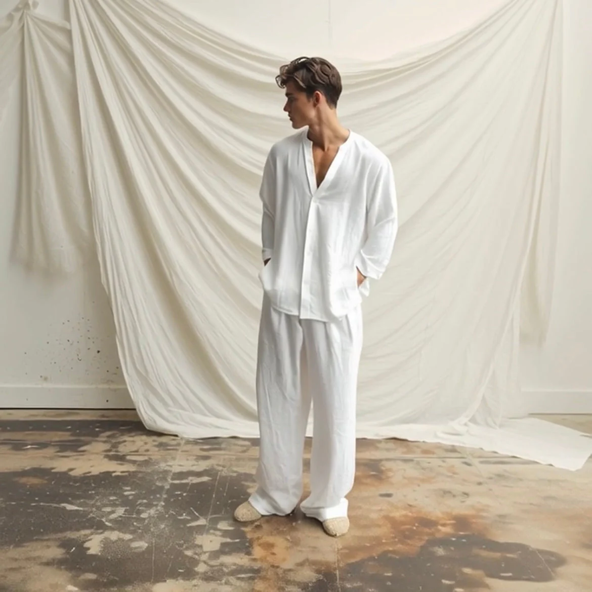 Set Lino Coordinato Camicia e Pantalone Uomo