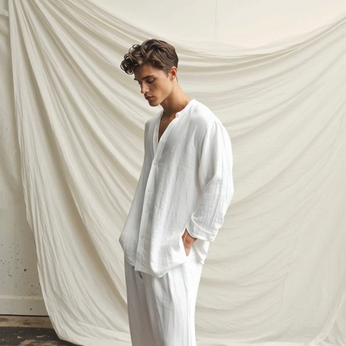 Set Lino Coordinato Camicia e Pantalone Uomo - immagine 4