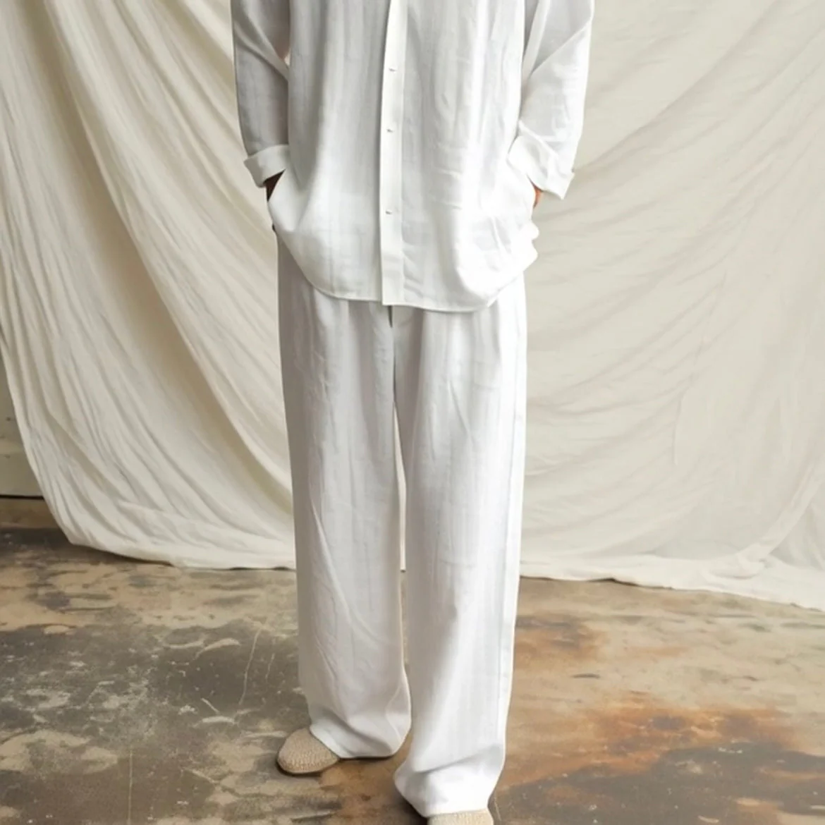 Set Lino Coordinato Camicia e Pantalone Uomo - immagine 5