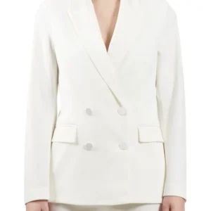 Vicolo giacca blazer doppiopetto in crepe panna