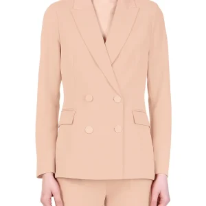 Vicolo giacca blazer doppiopetto in crepe rosa
