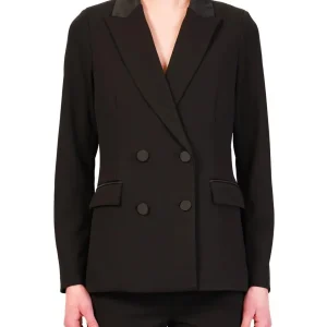 Vicolo giacca blazer doppiopetto in crepe nero