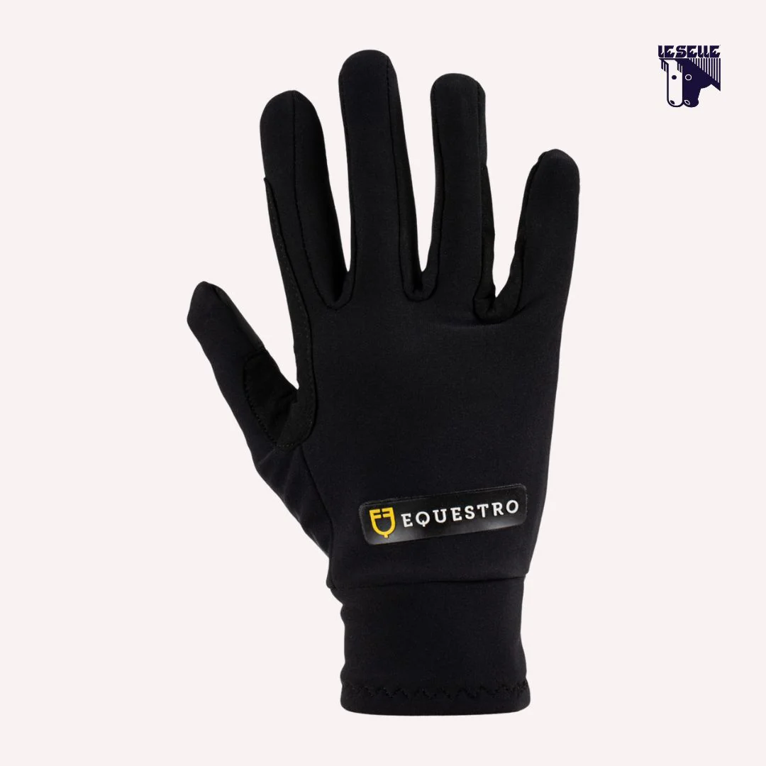 GUANTI UNISEX IN TESSUTO FELPATO EQUESTRO - NERO