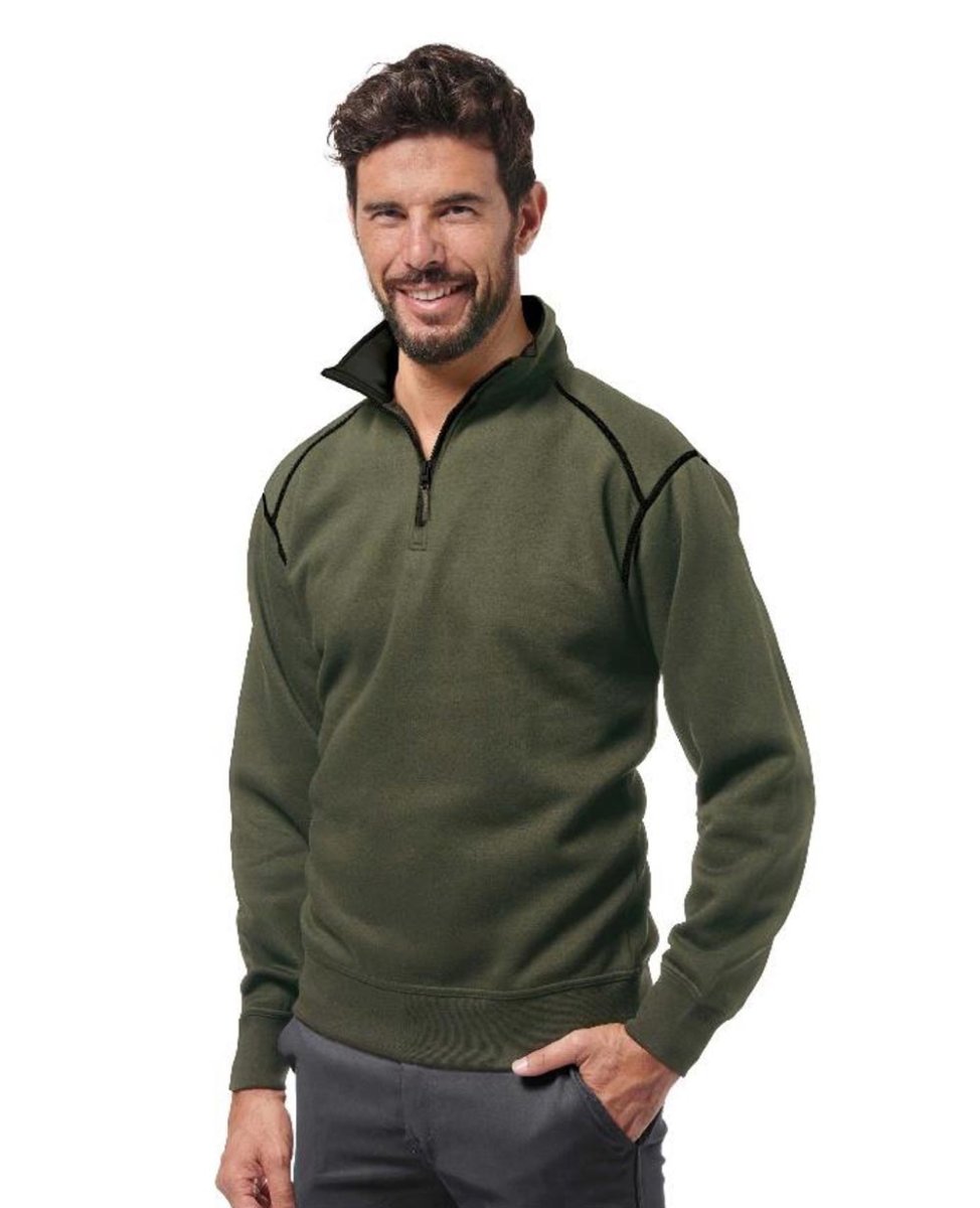 Felpa polycotone zip corta verde / nero - immagine 2