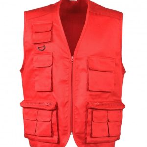 Gilet multitasche poly /cot rosso