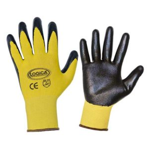 Guanto giallo spalmato in nitrile nero