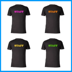 T-shirt Unisex Nera “Staff” – Colore Scritta Neon