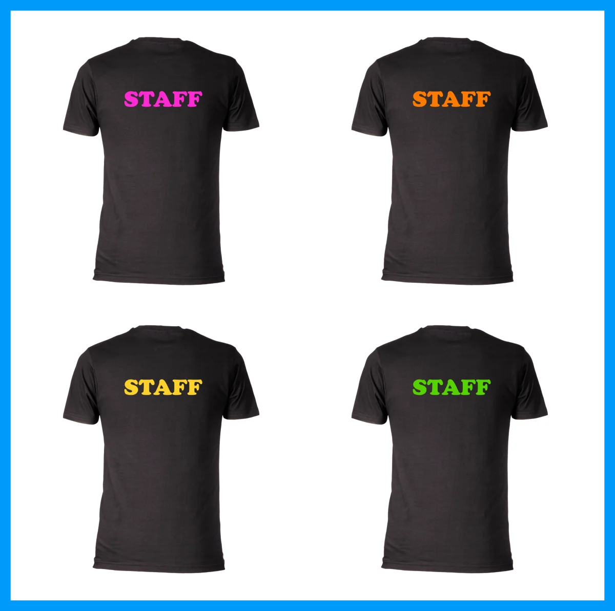 T-shirt Unisex Nera “Staff” – Colore Scritta Neon