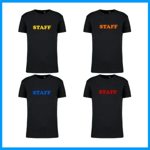 T-shirt Unisex Nera “Staff” – Colore Scritta Colorata