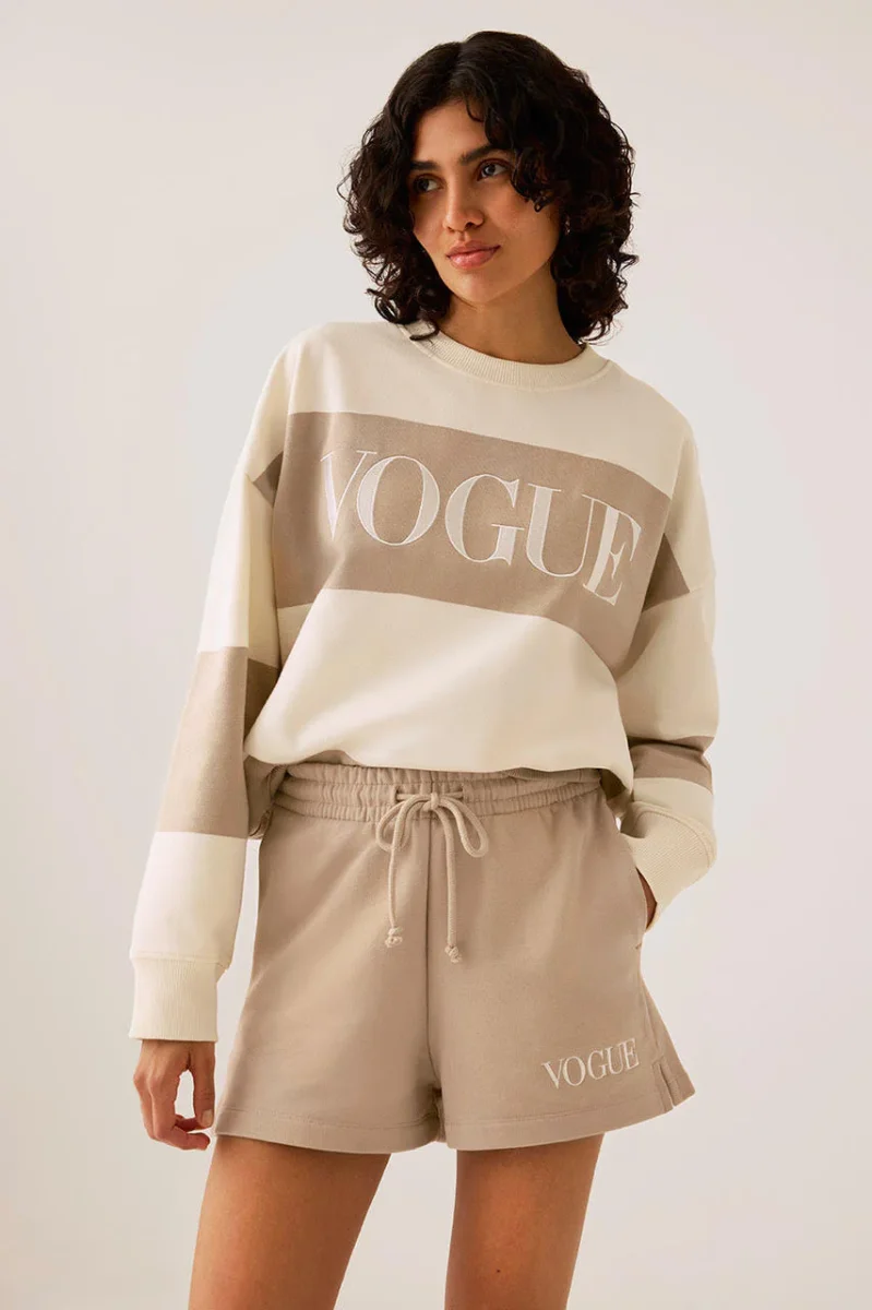 VOGUE Sweatshirt Beige Bold Stripes - immagine 3