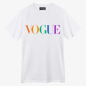 VOGUE T-Shirt White Printed Colorful Logo