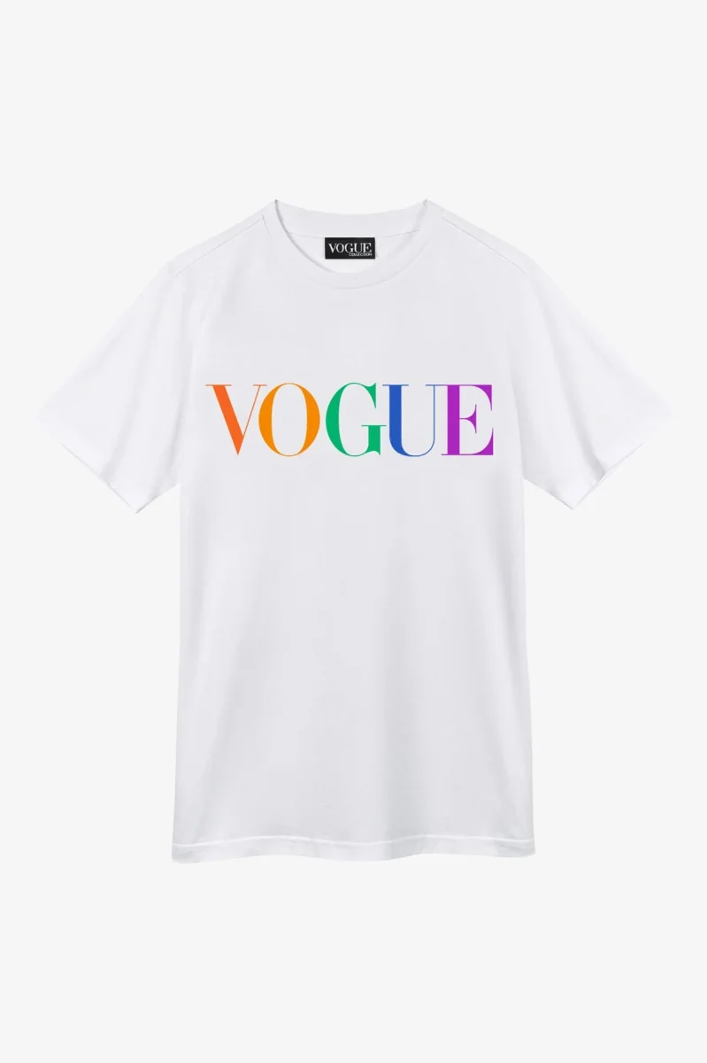 VOGUE T-Shirt White Printed Colorful Logo - immagine 2