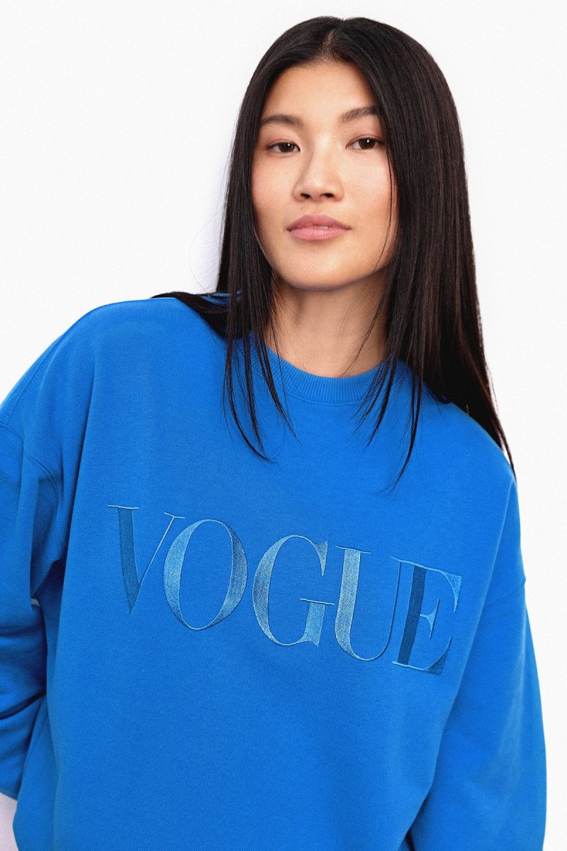 VOGUE Sweatshirt Royal Blue Embroidered Logo - immagine 3