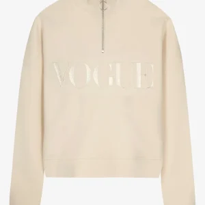 VOGUE Sweatshirt Halfzip Buttercream Embroidered Logo