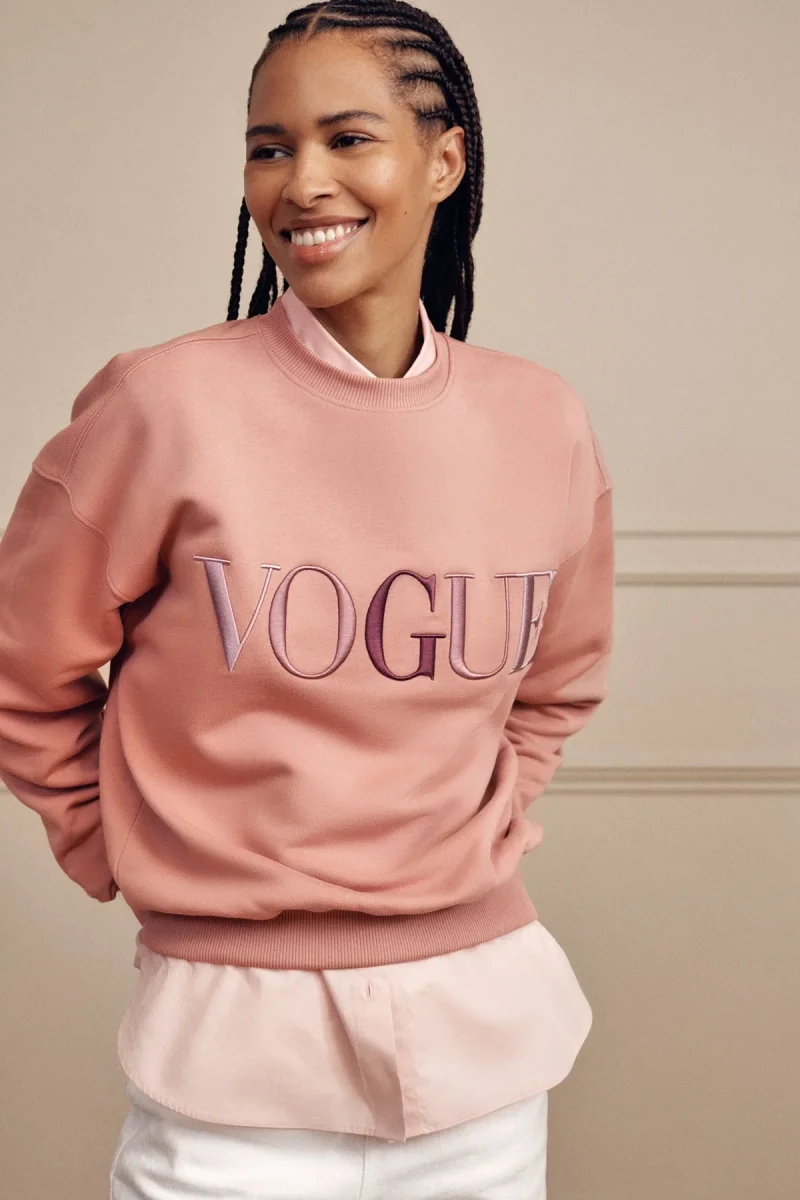 VOGUE Sweatshirt Ash Rose Embroidered Colorful Logo - immagine 3
