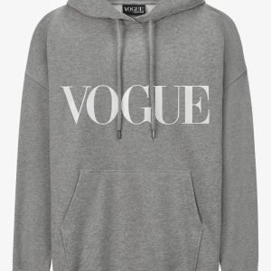 VOGUE Hoodie Gray Embroidered Logo