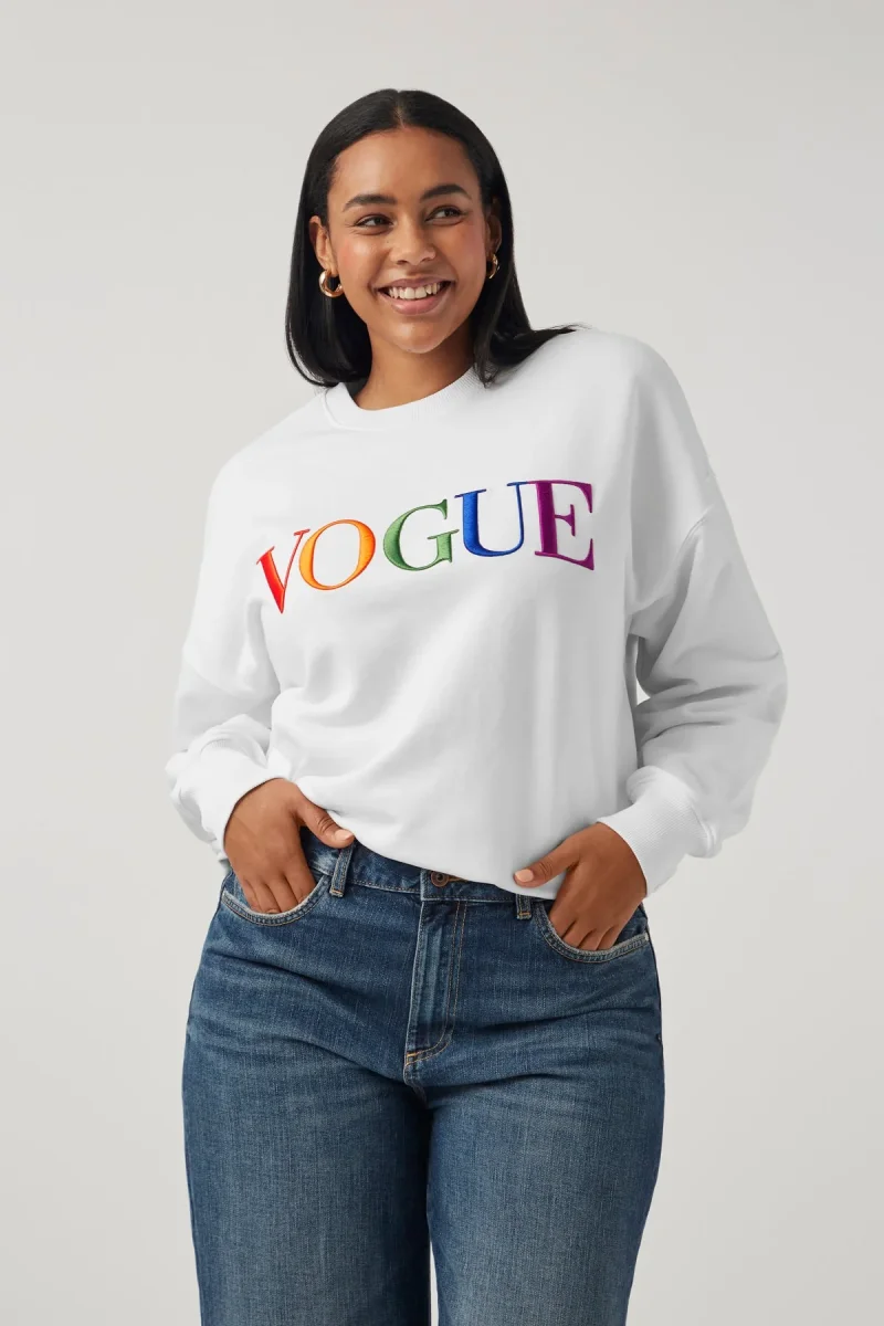 VOGUE Sweatshirt White Embroidered Colorful Logo - immagine 4