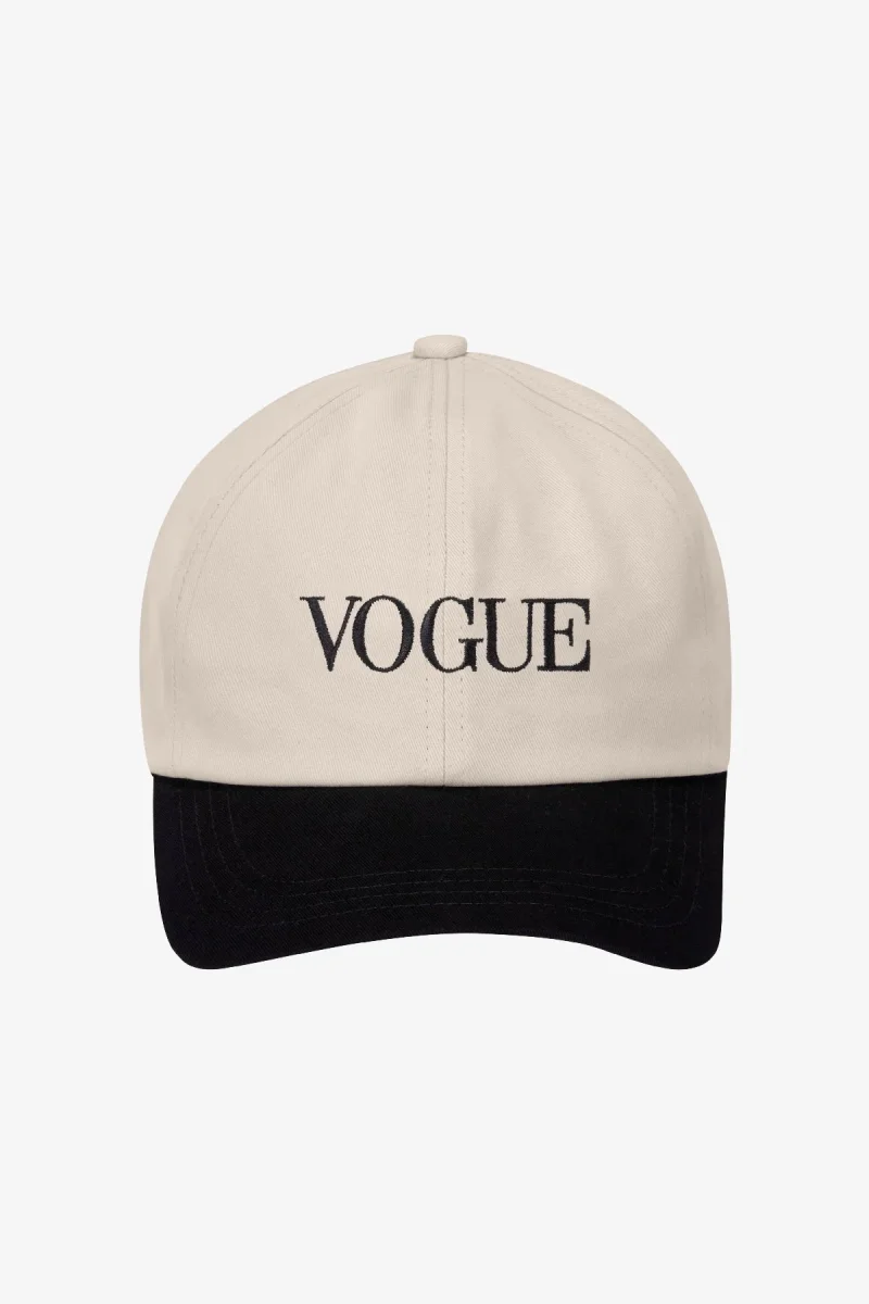 VOGUE Cap Ecru Embroidered Black Logo - immagine 2