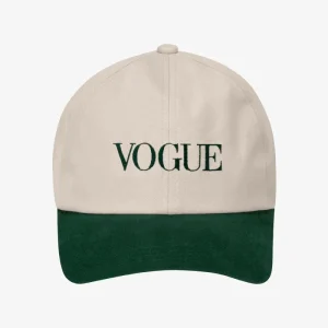 VOGUE Cap Ecru Embroidered Green Logo