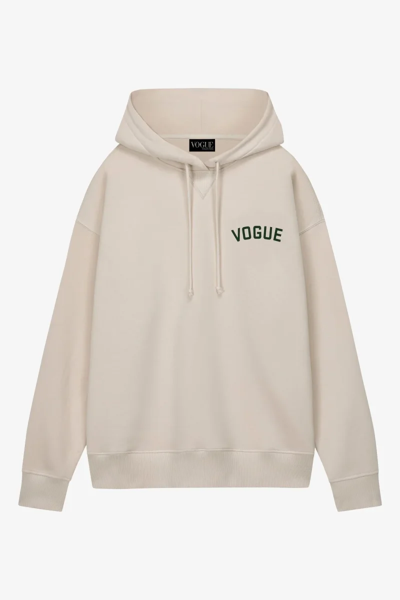 VOGUE Oversized Hoodie Ecru College Logo
