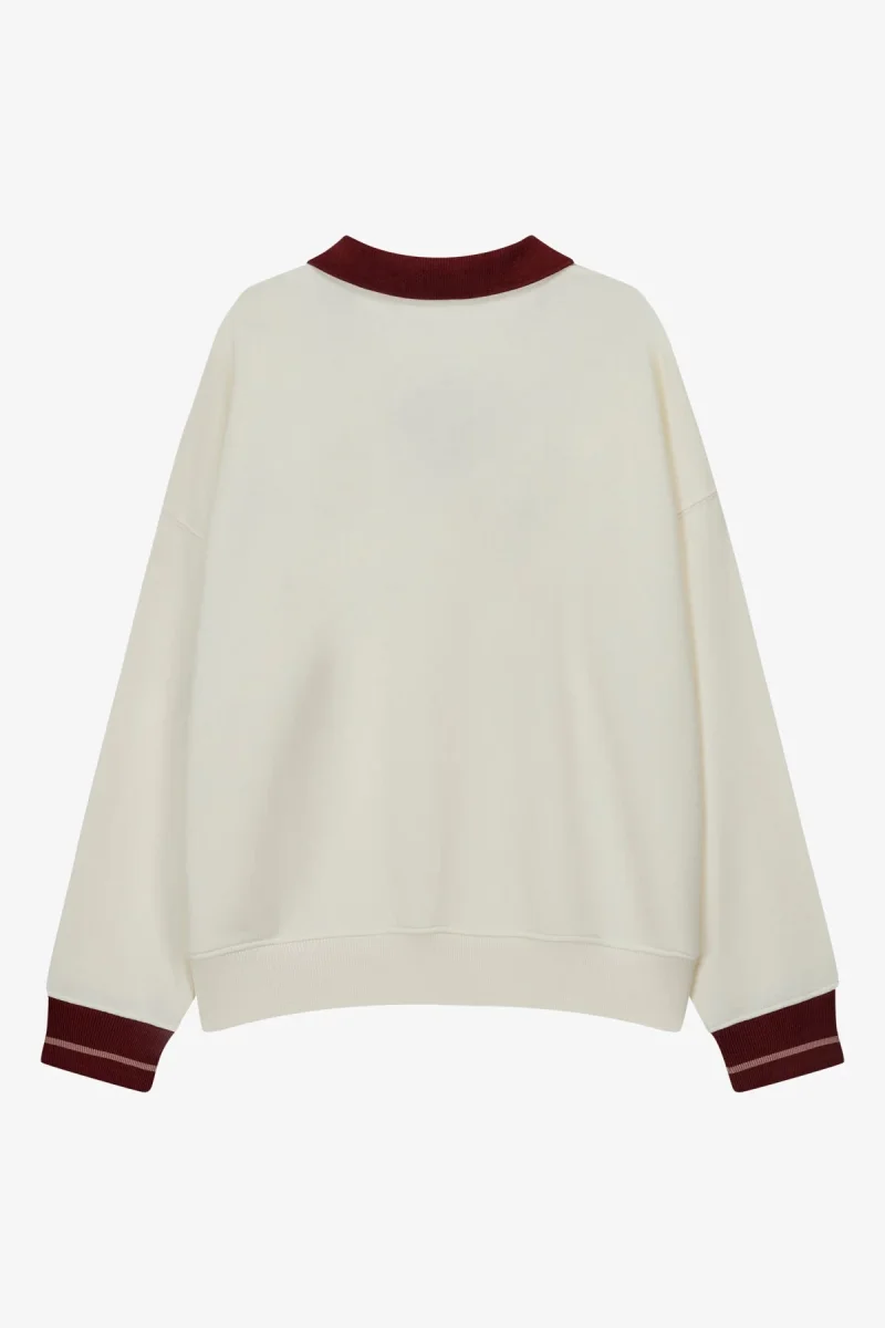 VOGUE Polo Sweatshirt Cream Contrast Bordeaux Collar - immagine 8